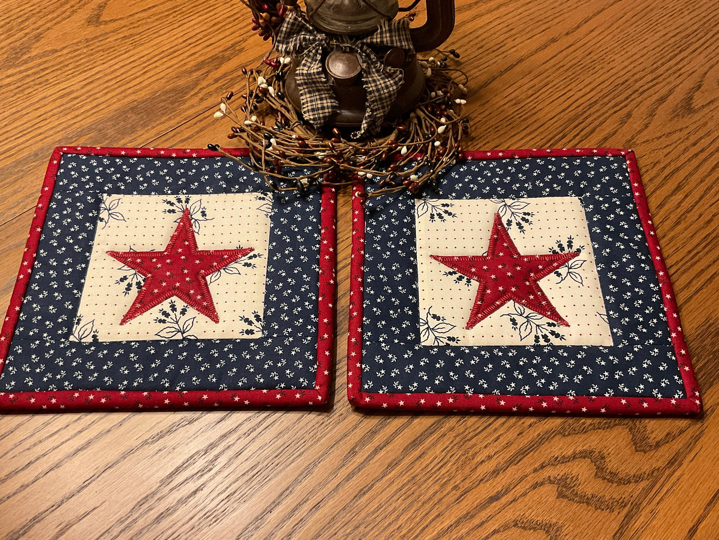 Primitive Farmhouse Americana Potholders Item #1901