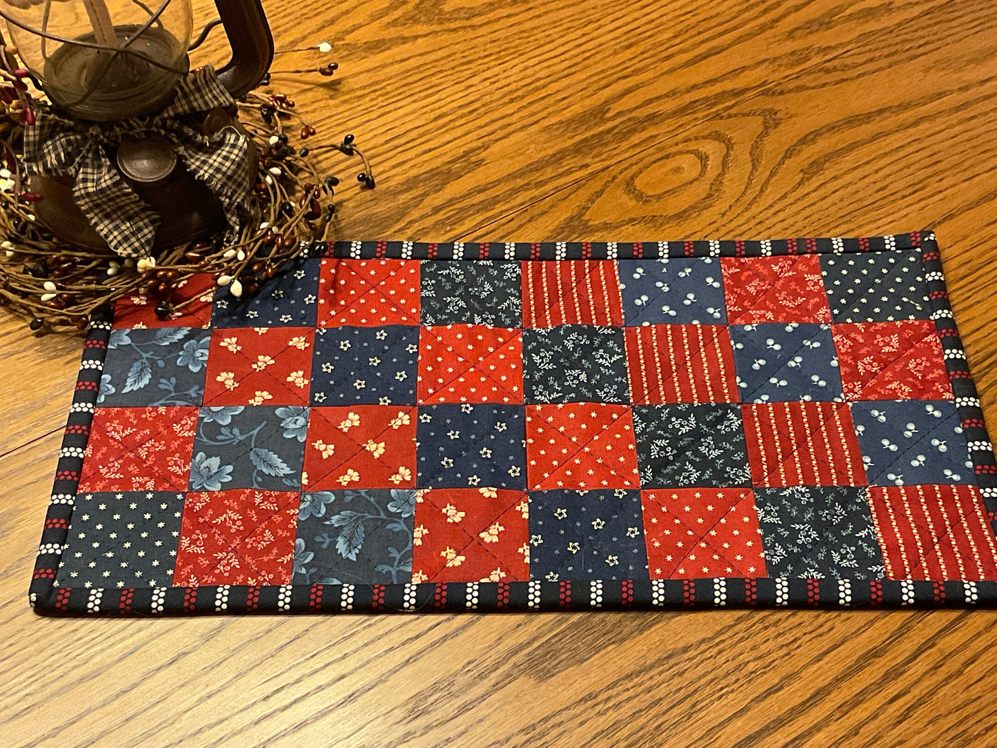 Primitive Farmhouse Americana Table Runner Item #1909