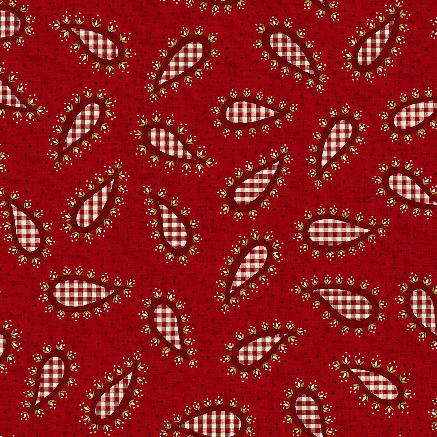 Garnets & Gingham by Kim Diehl Garnet Small Gingham Paisley # 1351-088