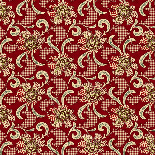 Garnets & Gingham by Kim Diehl Garnet Stylized Patterned Floral # 1347-88