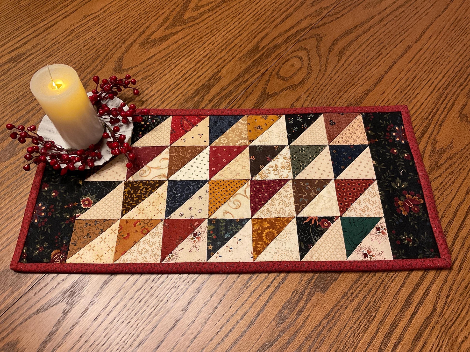Primitive Farmhouse Scrappy Table Runner Item #1970