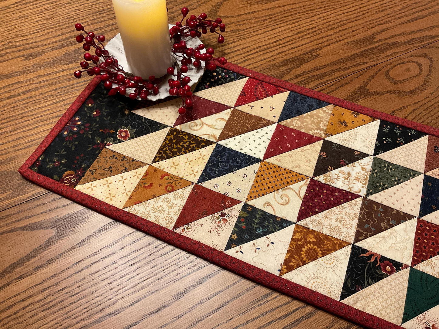 Primitive Farmhouse Scrappy Table Runner Item #1970