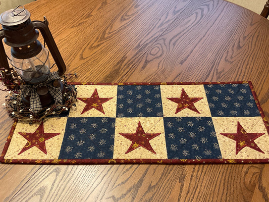 Primitive Farmhouse Americana Star Table Runner Item #1979