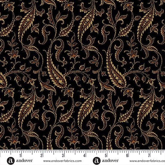 Bridgeport by Jo Morton Black Paisley Vines A5601K