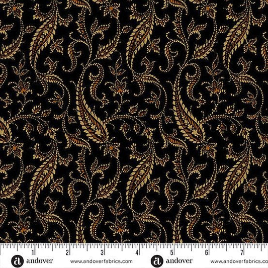 Bridgeport by Jo Morton Black Paisley Vines A5601K