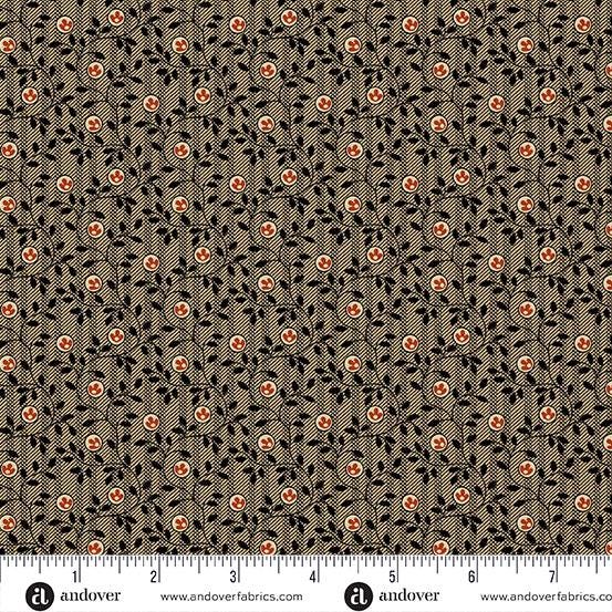 Bridgeport by Jo Morton Black Striped Vines A5603K