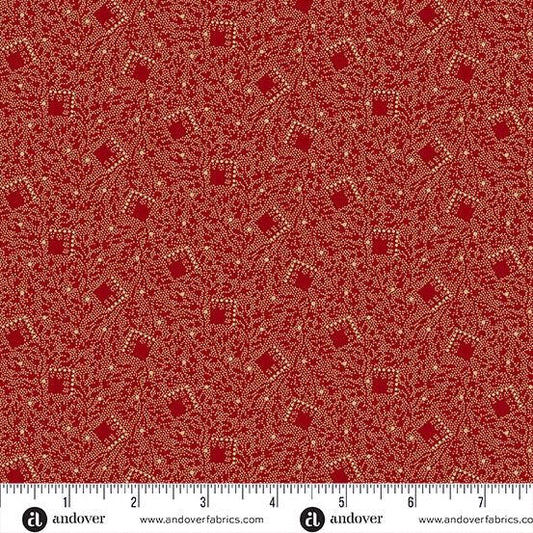 Bridgeport by Jo Morton Red Tumbling Squares A5604R