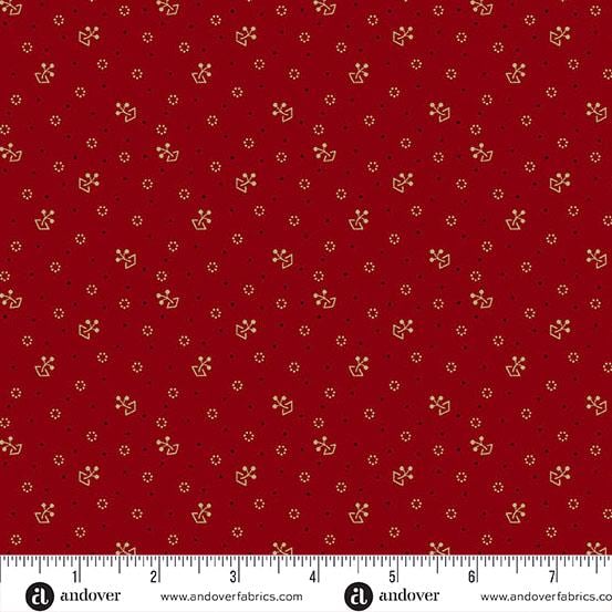 Bridgeport by Jo Morton Red Tossed Sprigs A5609R