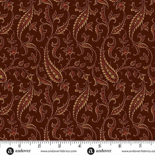 Bridgeport by Jo Morton Brown Paisley Vines A5601N