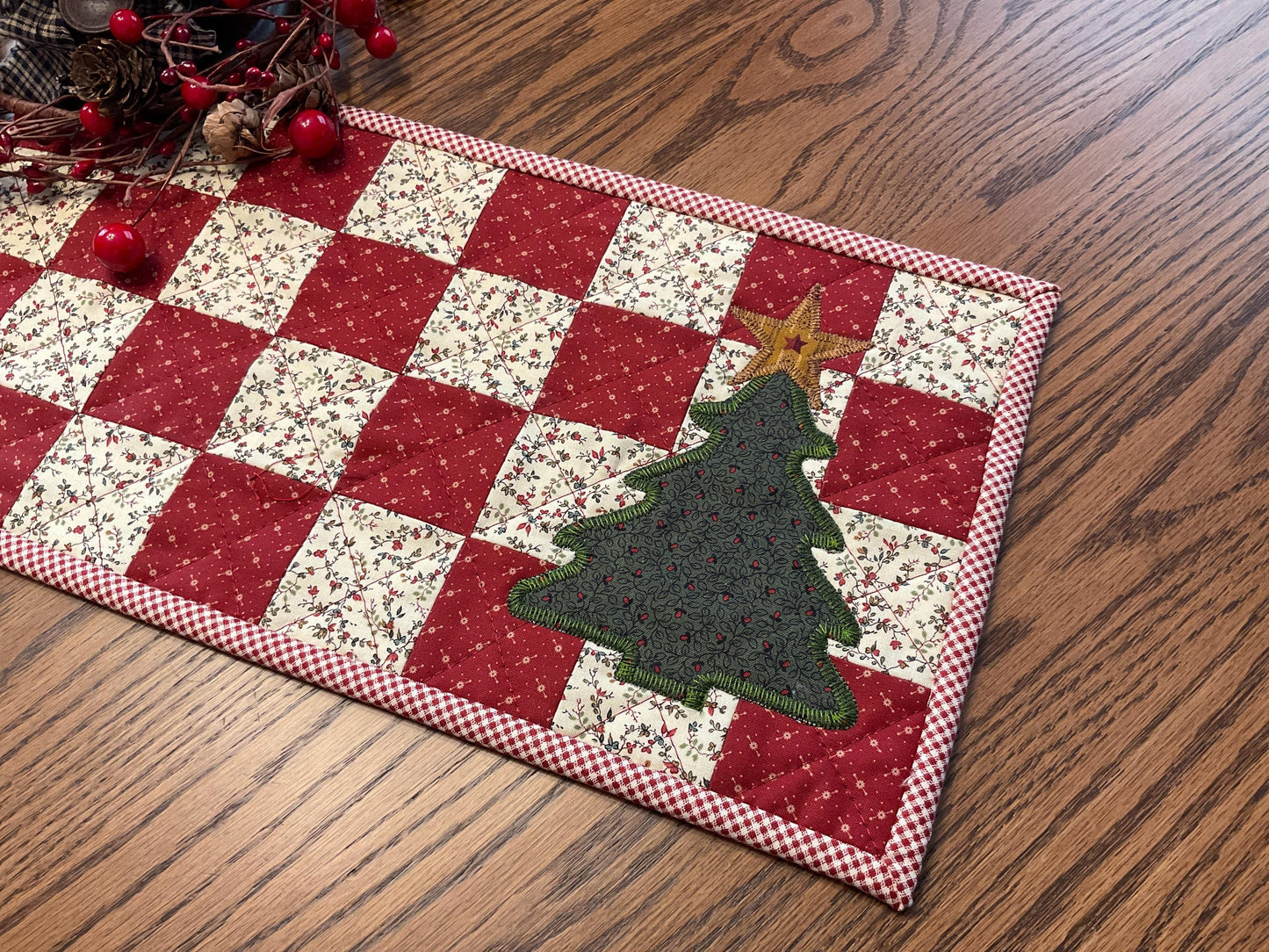 Christmas Primitive Farmhouse Table Runner Item #1991