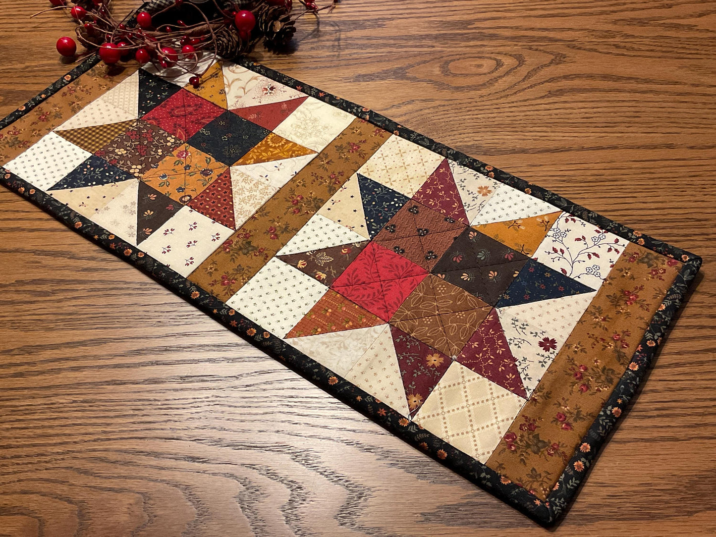 Primitive Farmhouse Scrappy Star Table Runner Item #2006