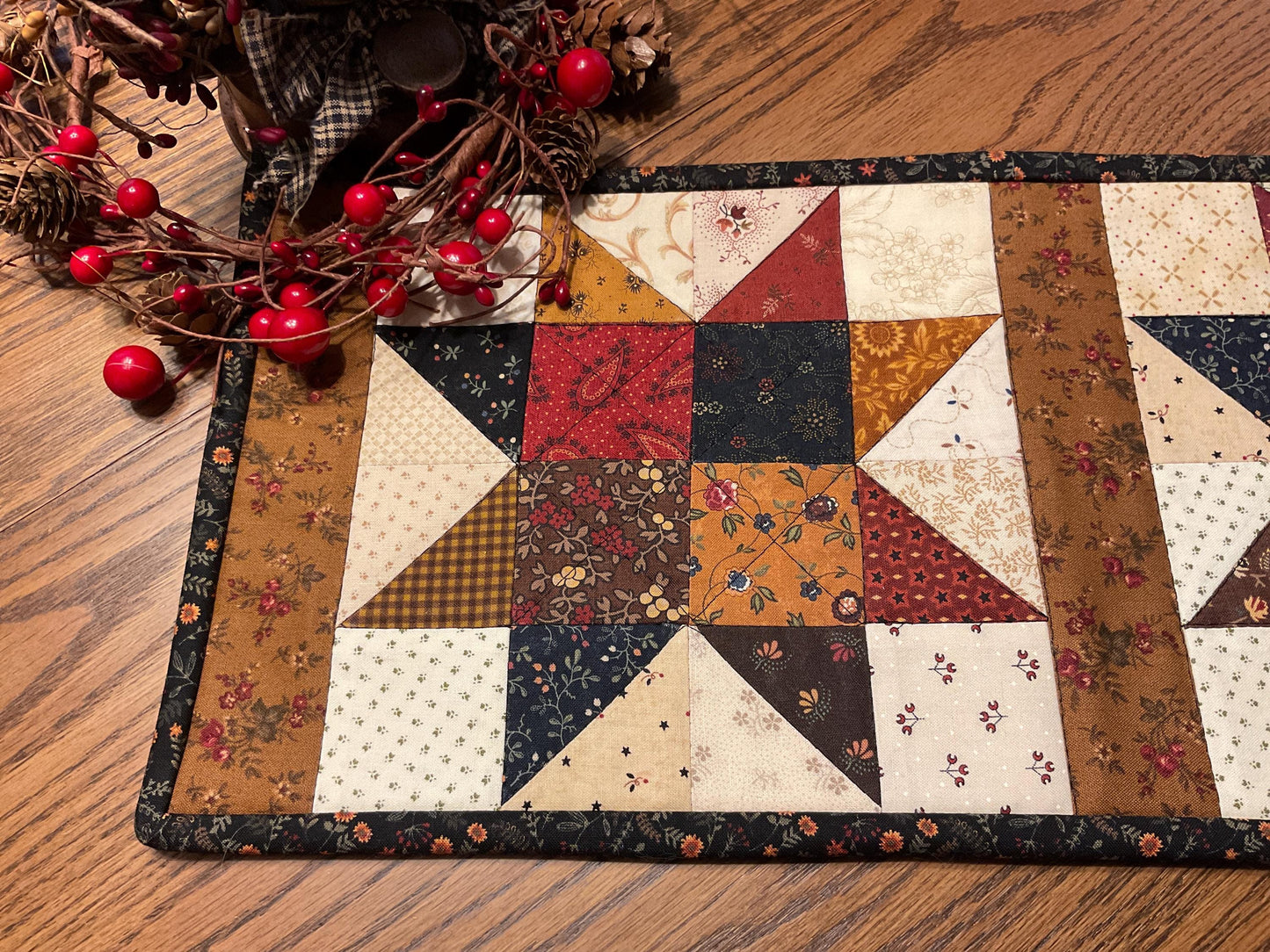 Primitive Farmhouse Scrappy Star Table Runner Item #2006