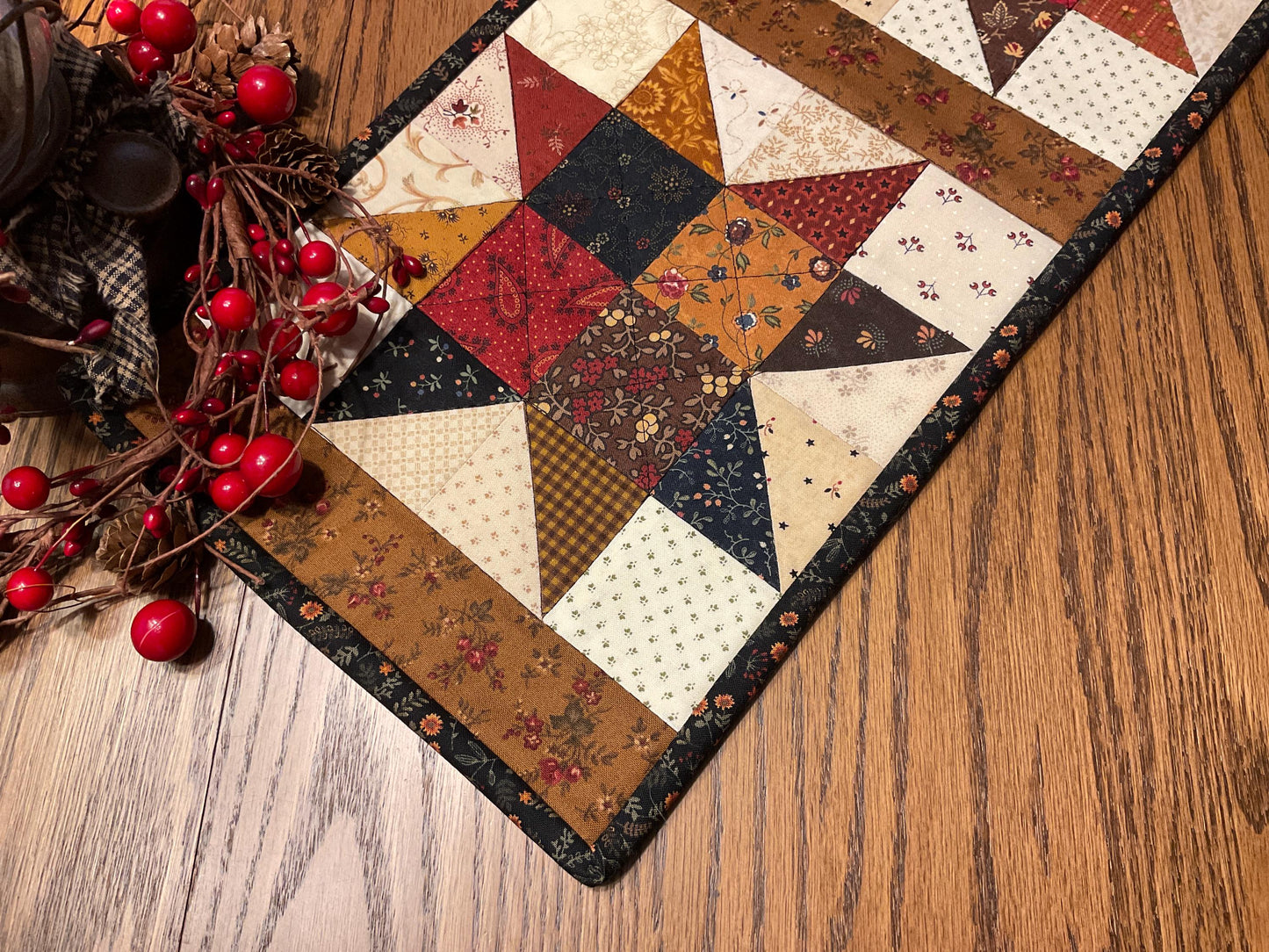 Primitive Farmhouse Scrappy Star Table Runner Item #2006