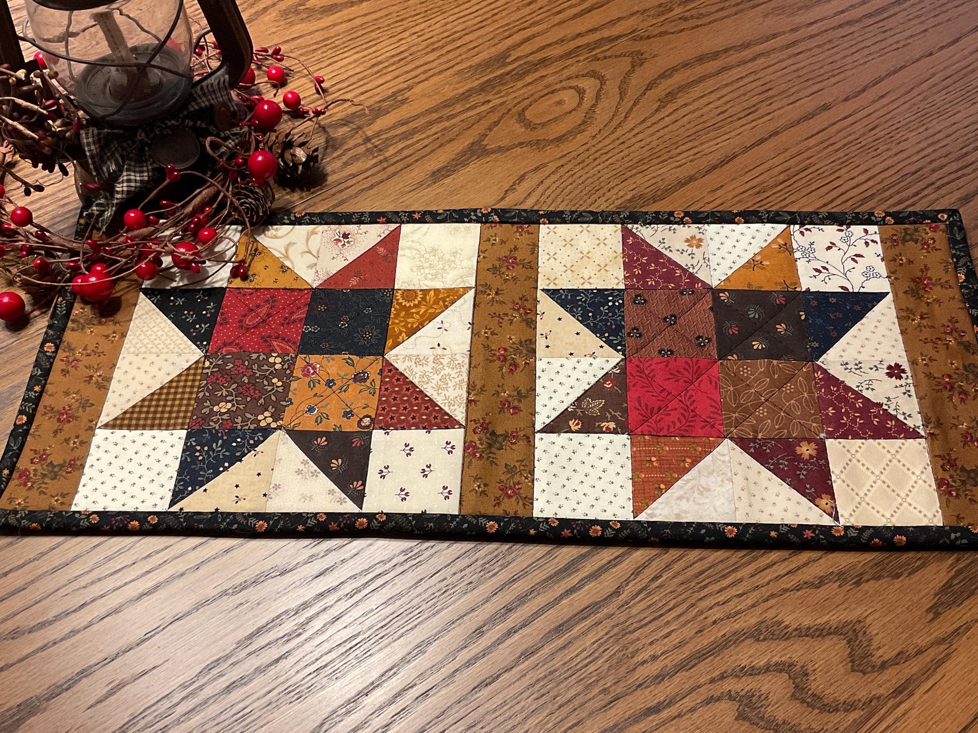 Primitive Farmhouse Scrappy Star Table Runner Item #2006