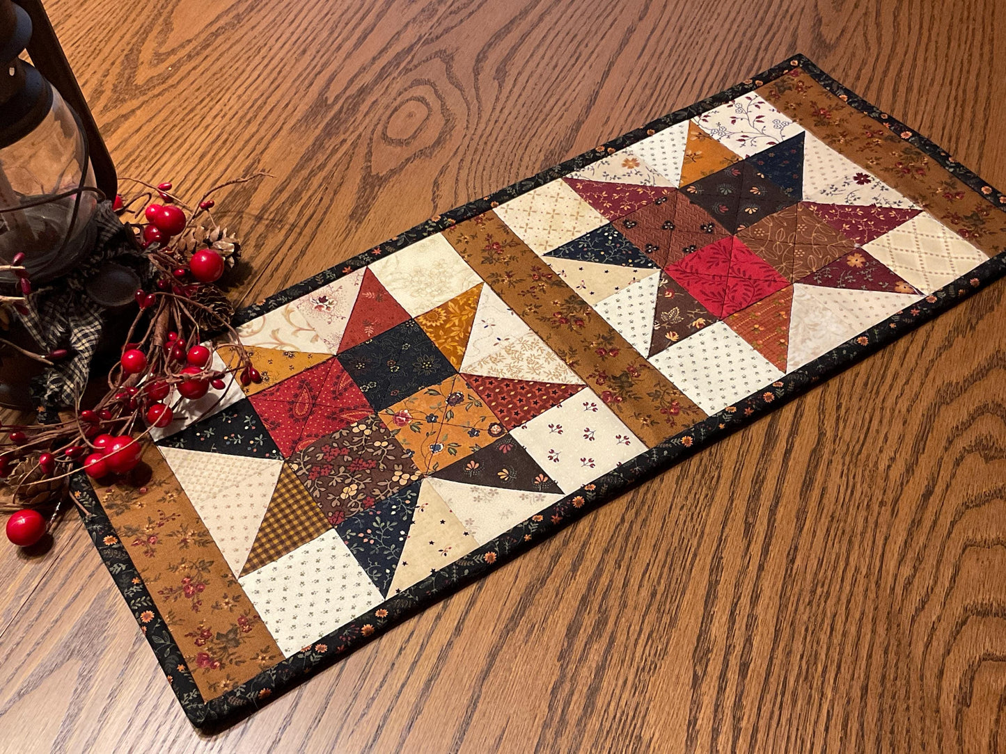 Primitive Farmhouse Scrappy Star Table Runner Item #2006