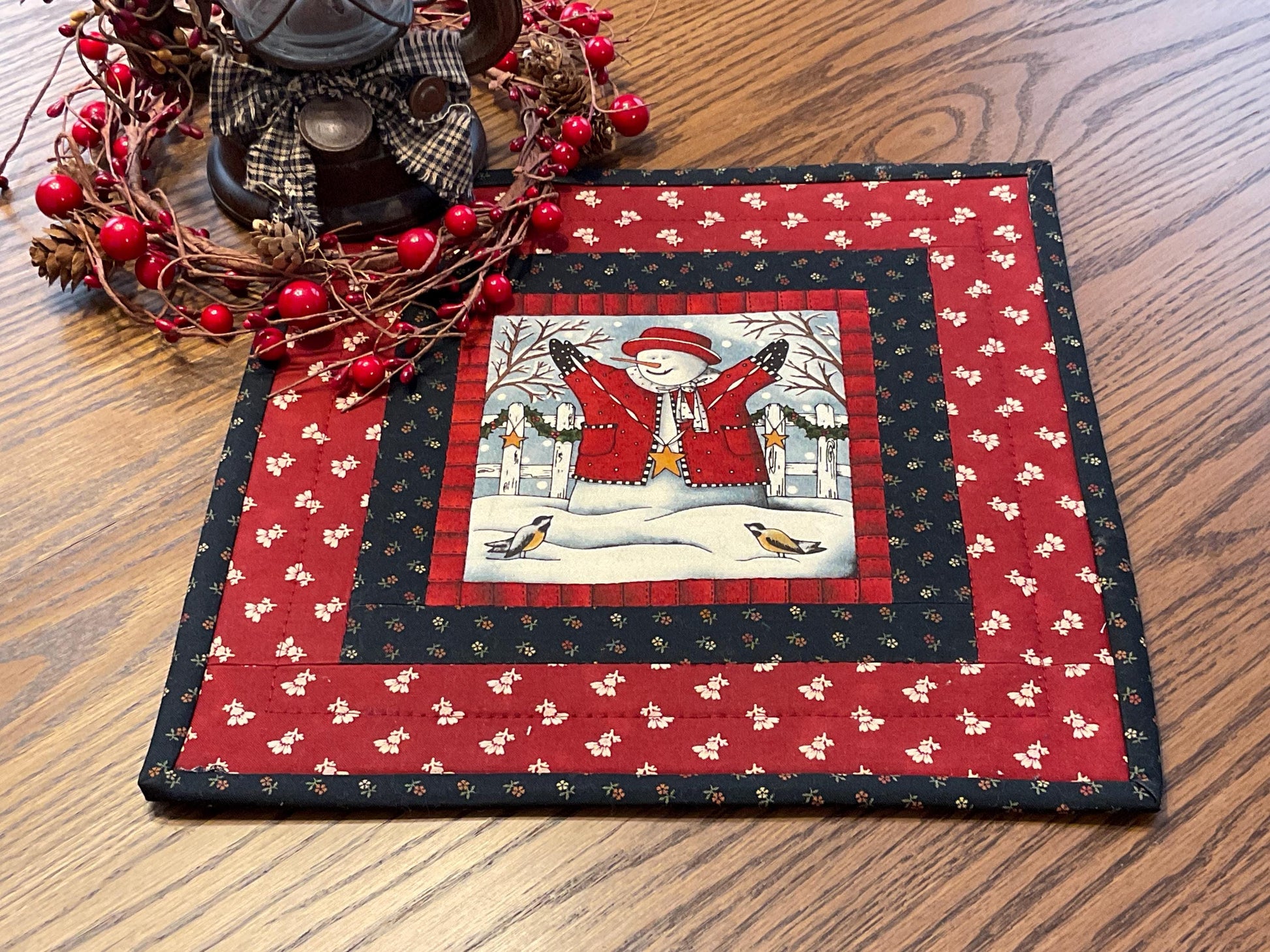 Primitive Farmhouse Snowman Table Topper Item #2020