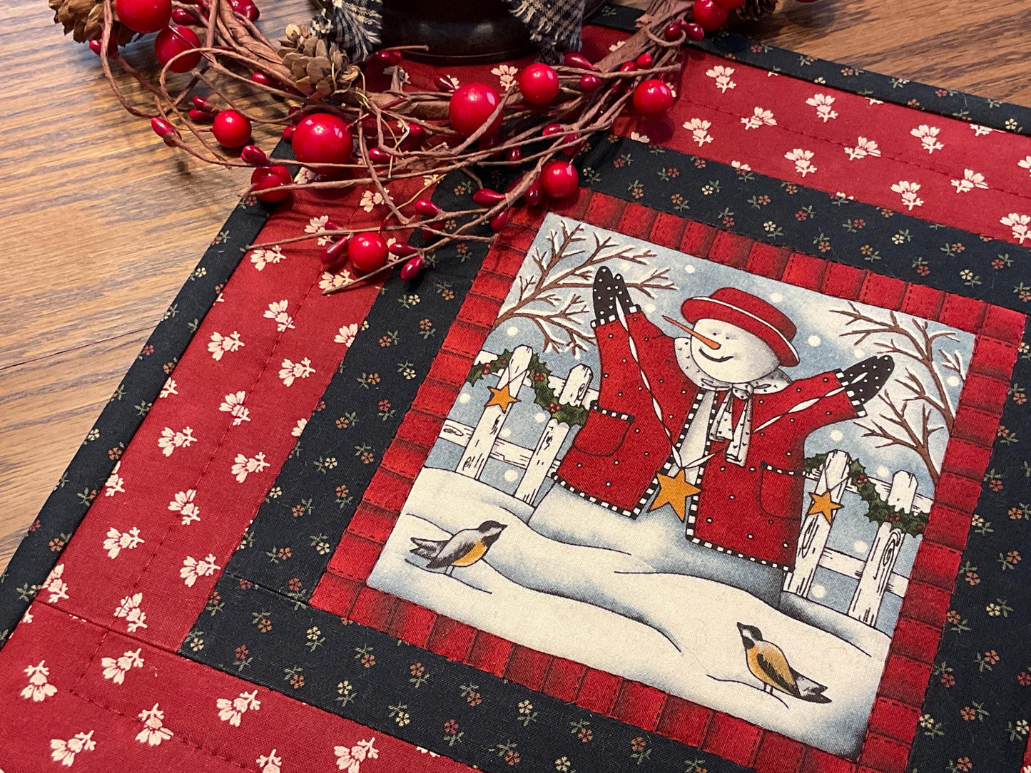 Primitive Farmhouse Snowman Table Topper Item #2020