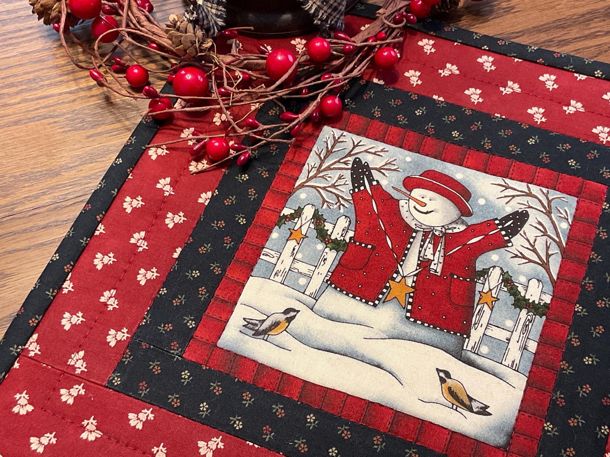 Primitive Farmhouse Snowman Table Topper Item #2020