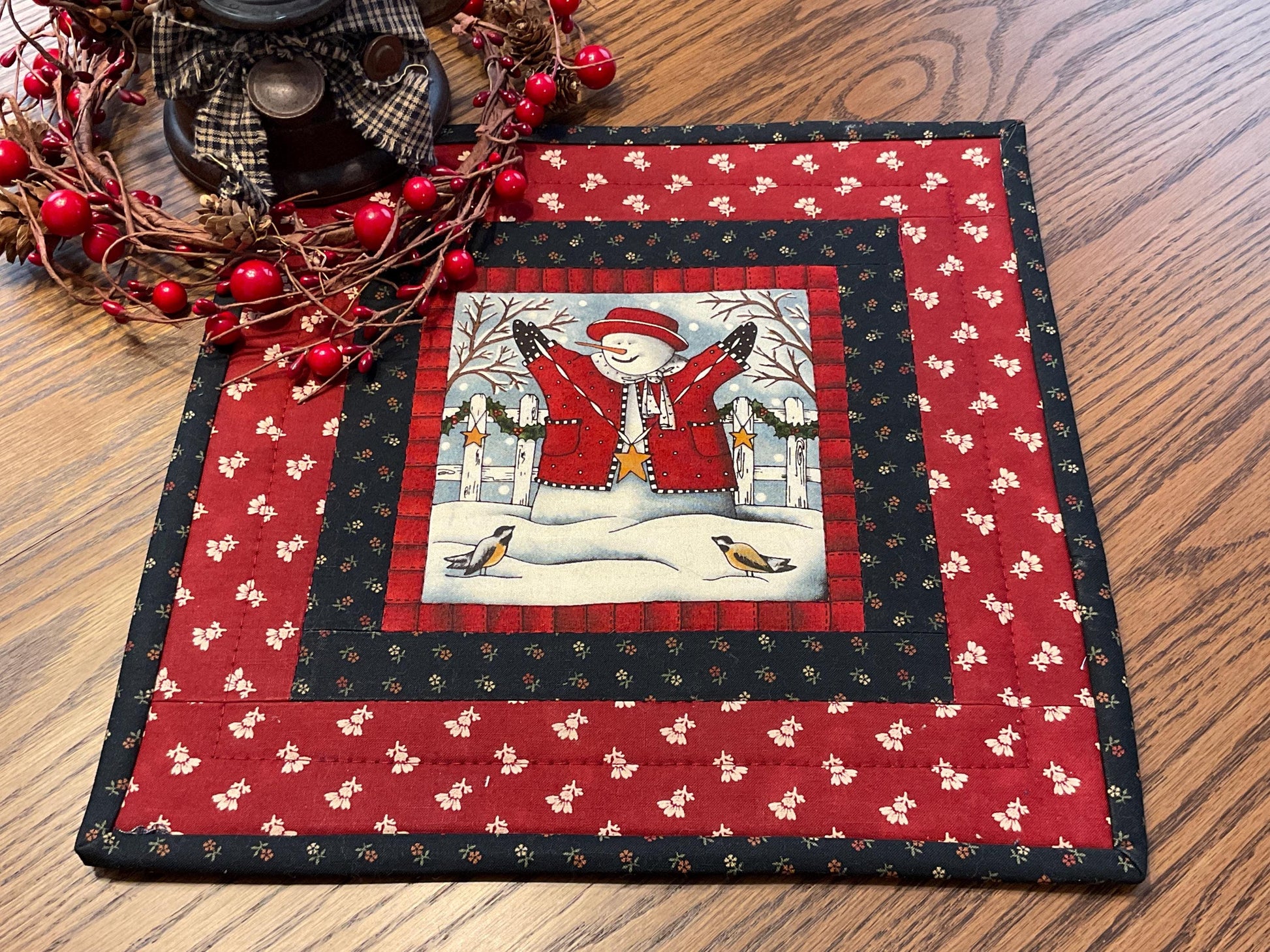 Primitive Farmhouse Snowman Table Topper Item #2020