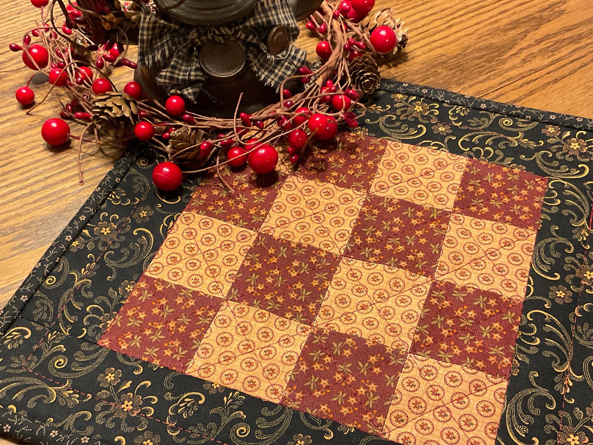 Primitive Farmhouse Checkerboard Table Topper Item #2024