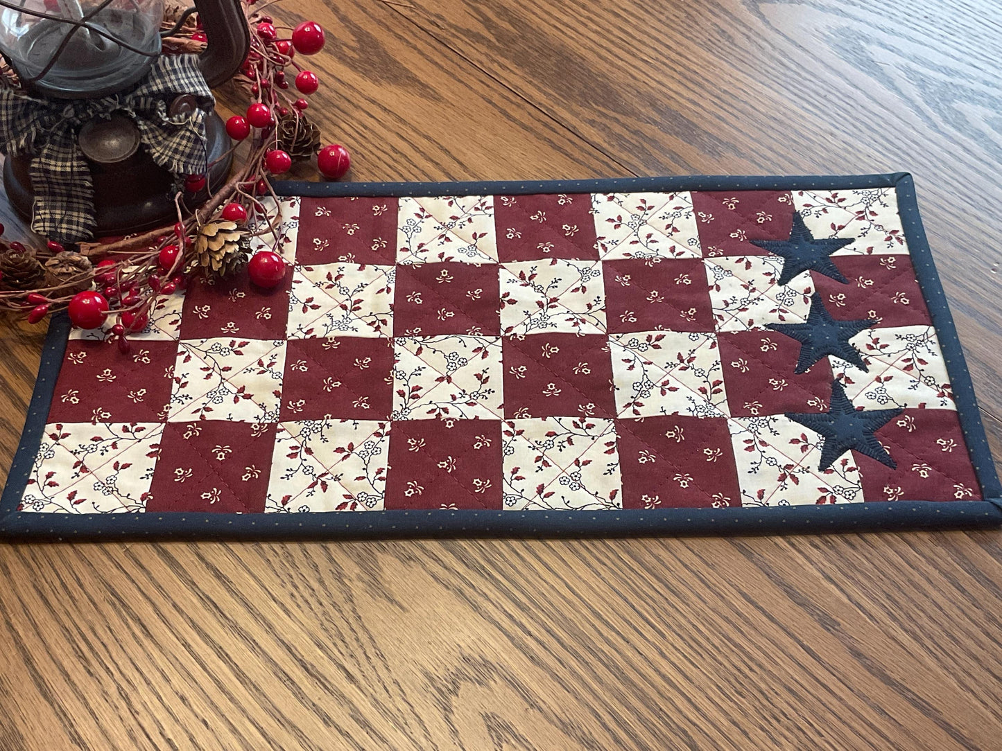 Primitive Farmhouse Americana Table Runner Item #2049