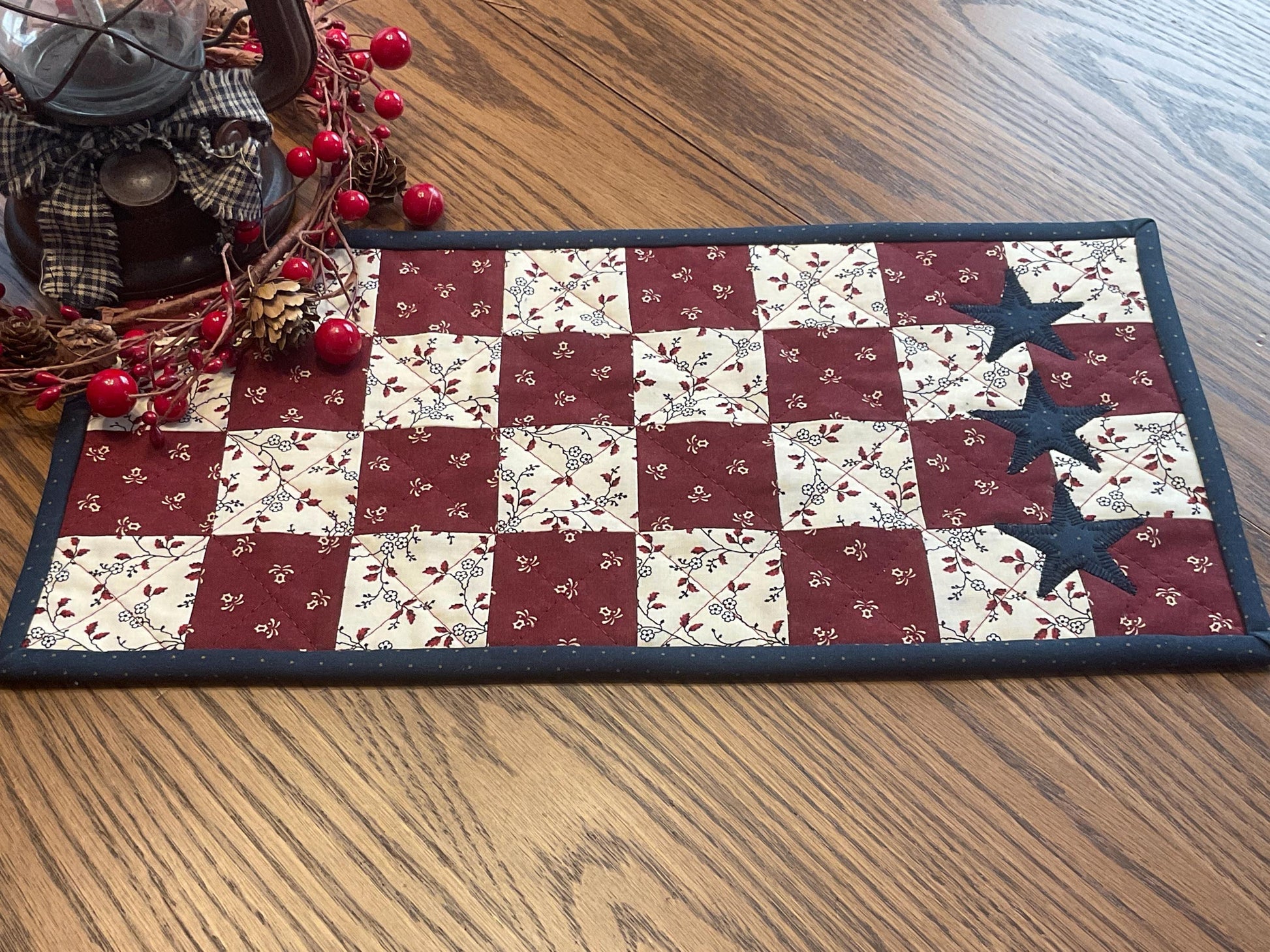 Primitive Farmhouse Americana Table Runner Item #2049