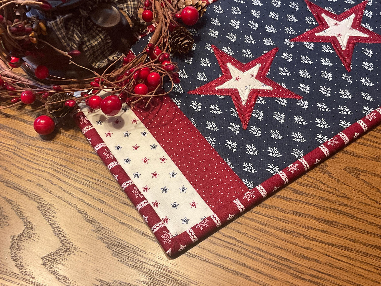 RESERVED FOR TOM Primitive Farmhouse Americana Table Runner Item #2050