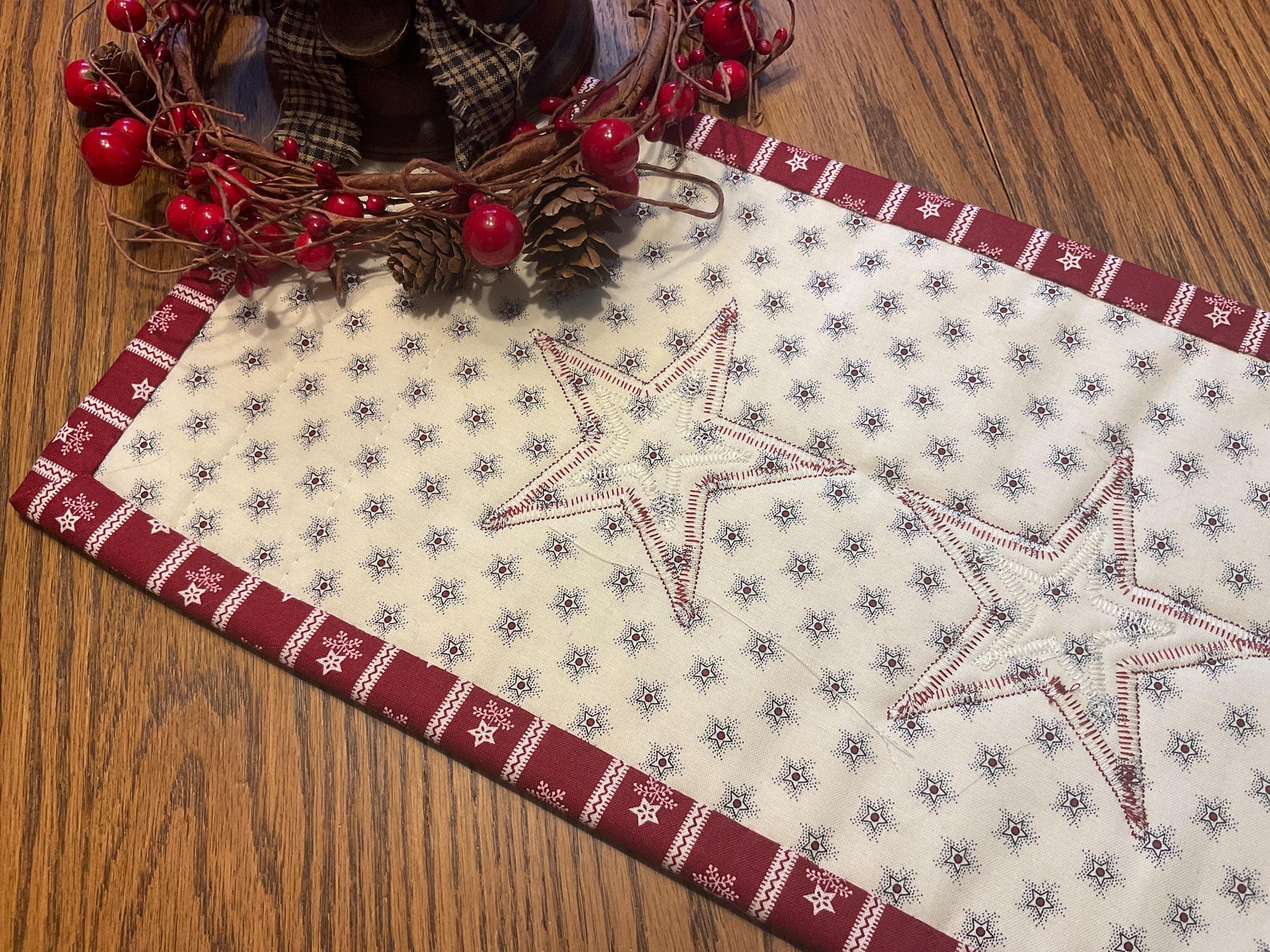 RESERVED FOR TOM Primitive Farmhouse Americana Table Runner Item #2050