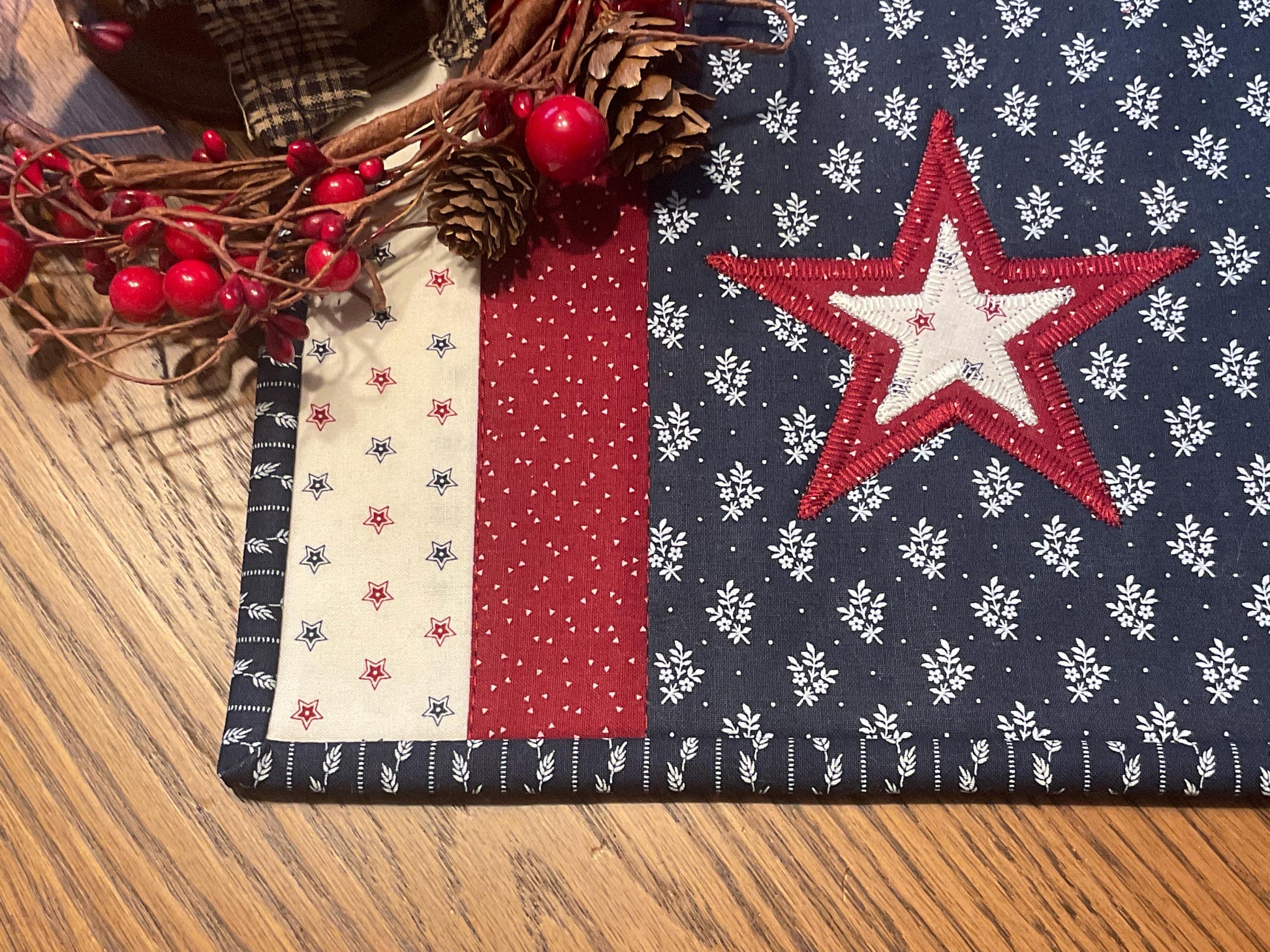 RESERVED FOR TOM Primitive Farmhouse Americana Table Runner Item #2051