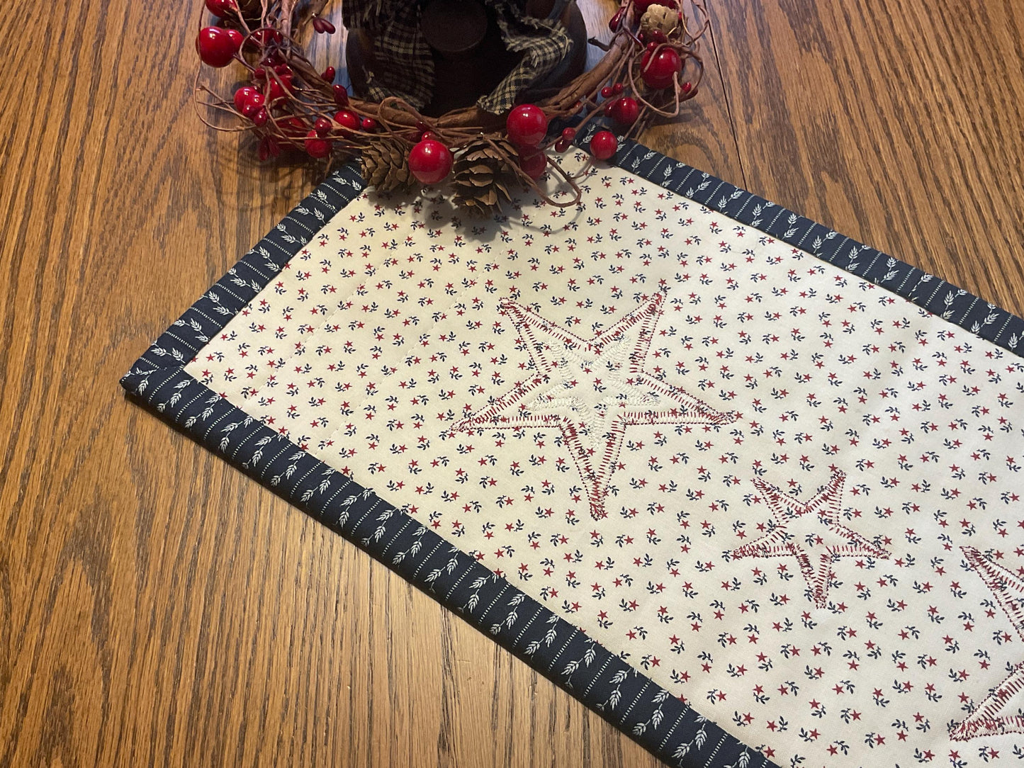 RESERVED FOR TOM Primitive Farmhouse Americana Table Runner Item #2051