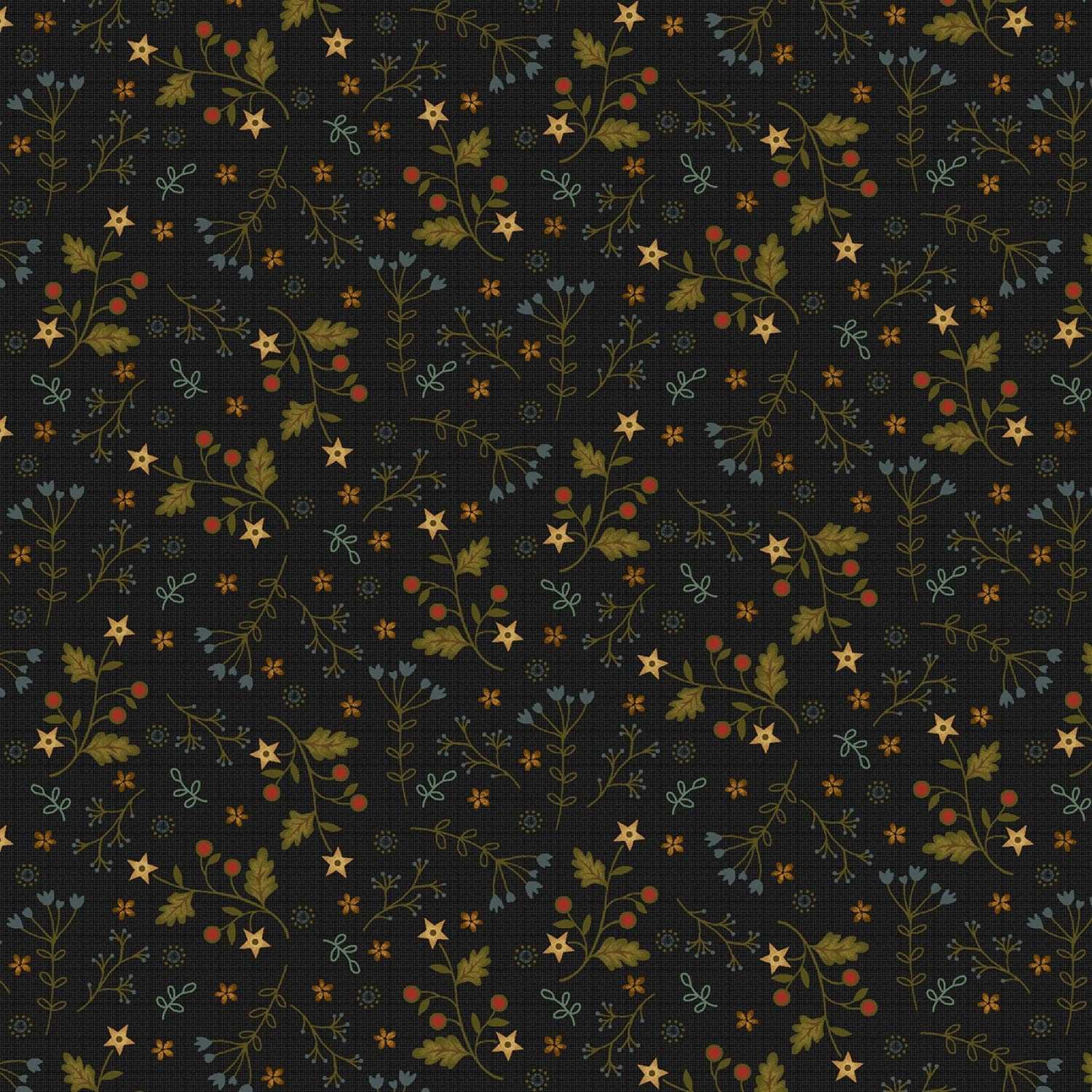 Farm to Market by Jan Mott Black Mini Floral # 2561-99