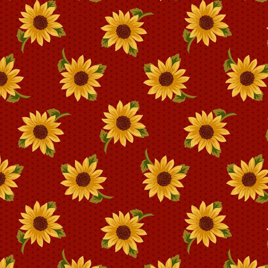 Grasslands by Laura Berringer Red Sunflowers Flannel # R3822-RED