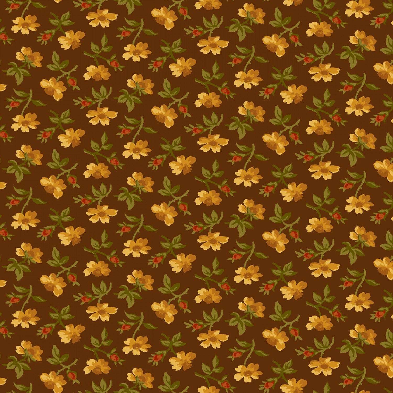 Grasslands by Laura Berringer Brown Field Daisy's Flannel # R3823-BROWN