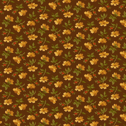 Grasslands by Laura Berringer Brown Field Daisy's Flannel # R3823-BROWN