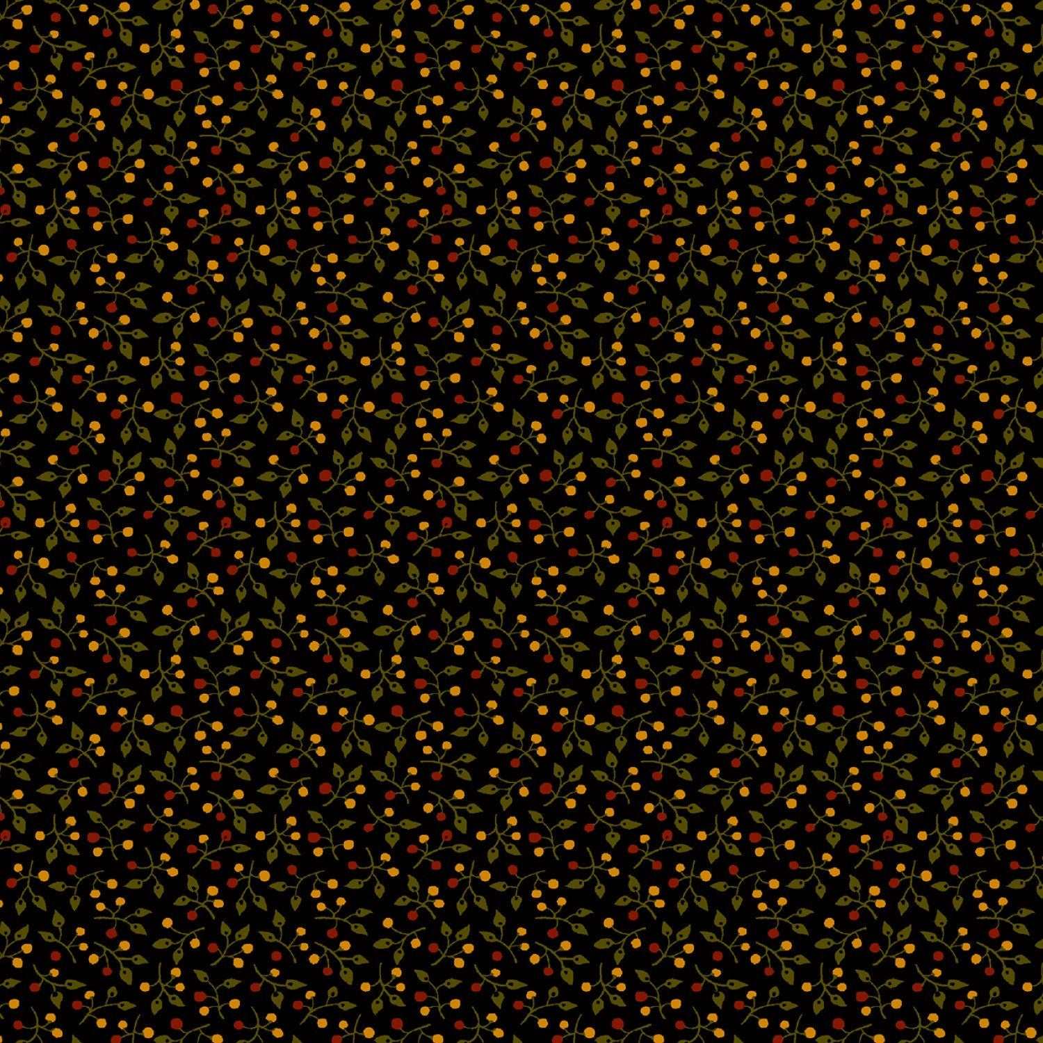 Grasslands by Laura Berringer Black Berries Flannel # R3825-BLACK