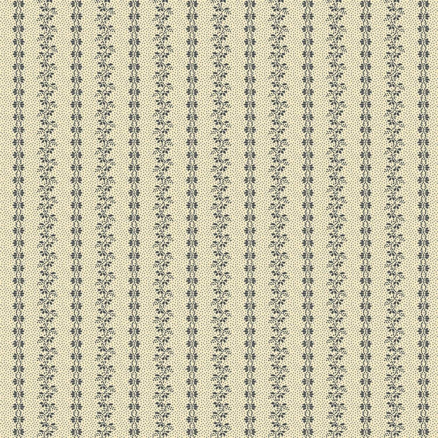 Prairie Dry Goods by Pam Buda Blue Gray Floral Stripe # R1761-BLUEGRAY