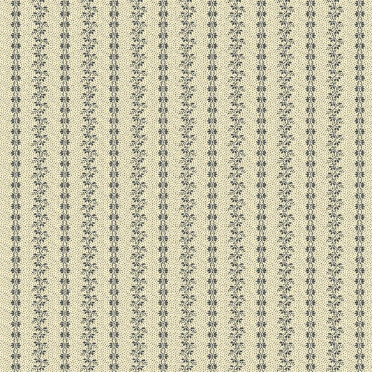 Prairie Dry Goods by Pam Buda Blue Gray Floral Stripe # R1761-BLUEGRAY