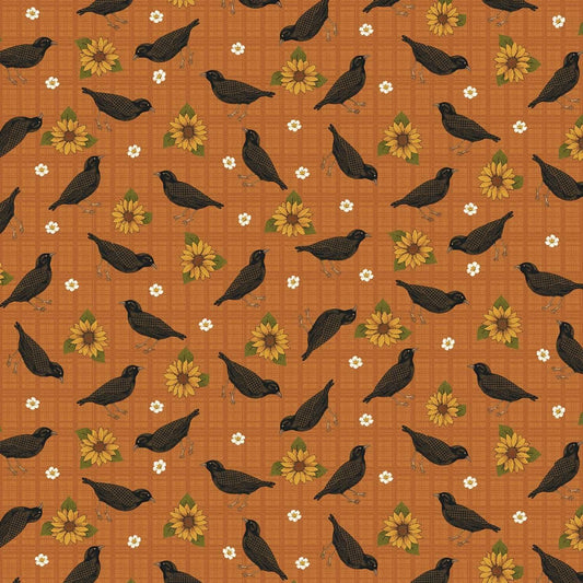 A Wooly Autumn by Cheryl Haynes Orange Birds Leaves & Blooms # 13058B-39