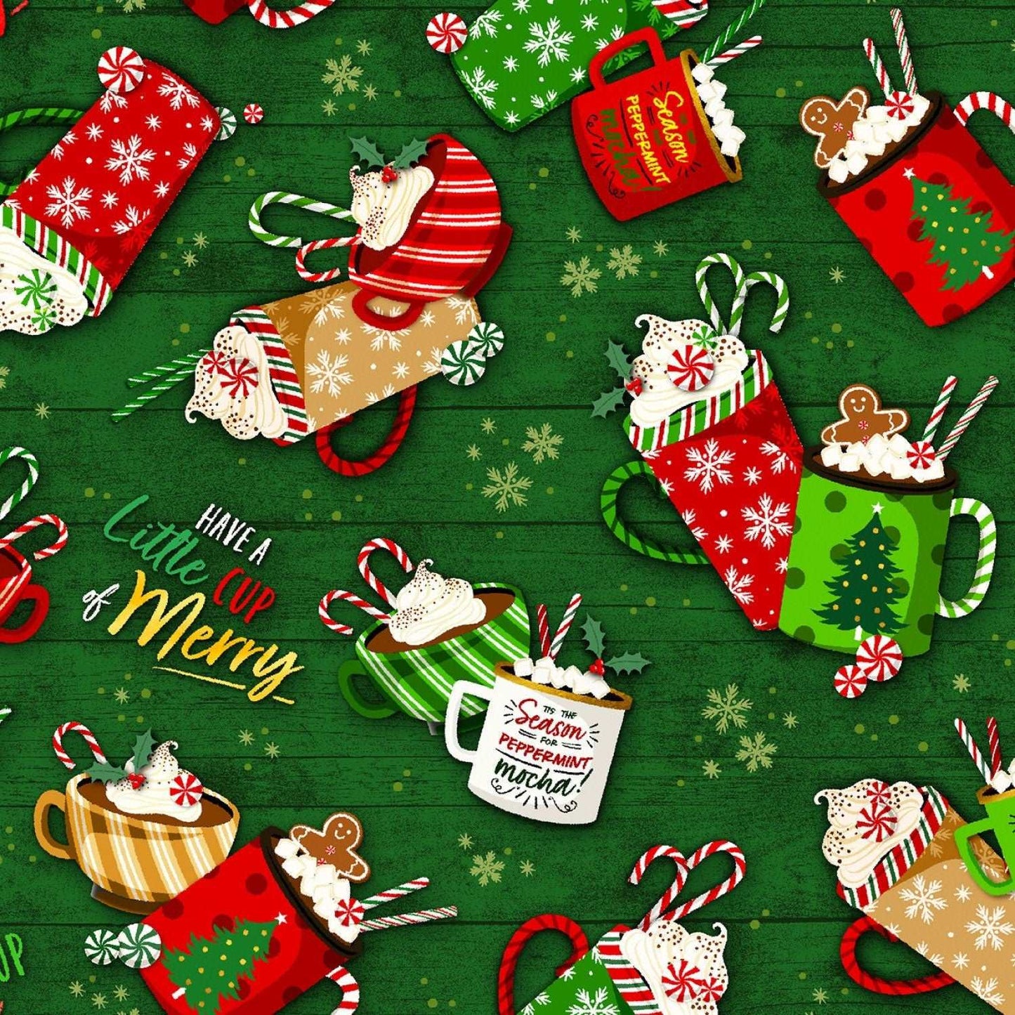 Noel by Oasis Fabrics  Hot Cocoa Green # 595332