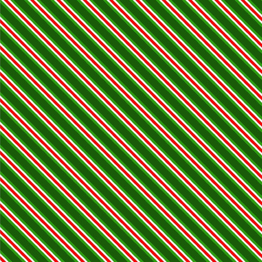 Noel by Oasis Fabrics Diagonal Stripe Green # 595342