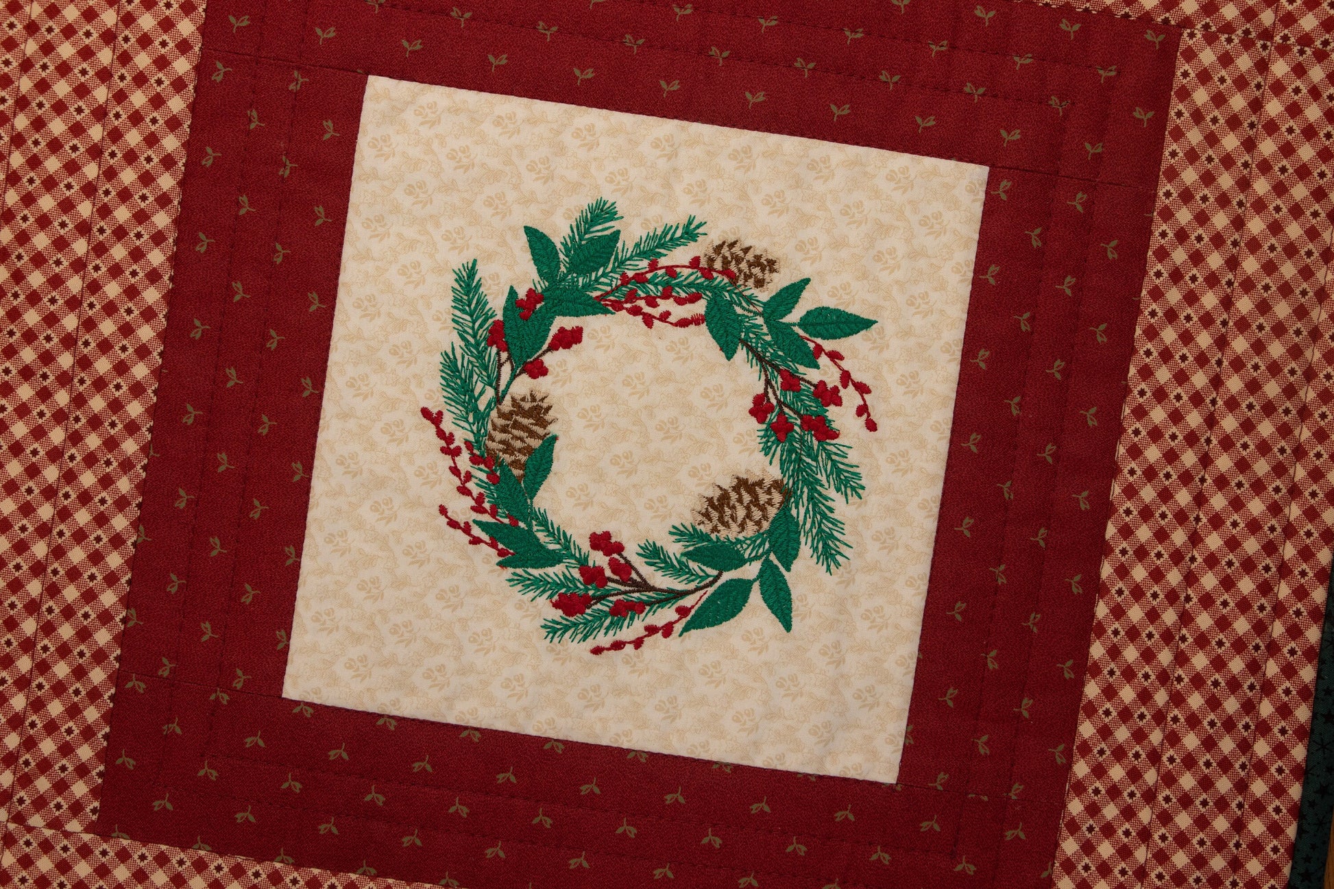 Christmas Primitive Farmhouse Embroidered Table Topper Item #1752