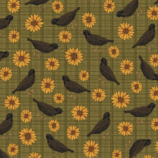 Pumpkin Patch by Cheryl Haynes Sunflowers and Crows Green #2773-40