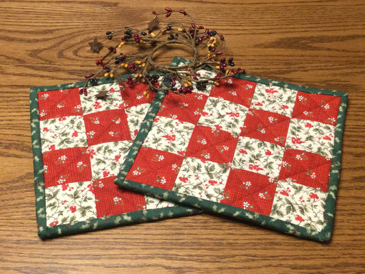 Primitive Farmhouse Christmas Potholders Item #1577