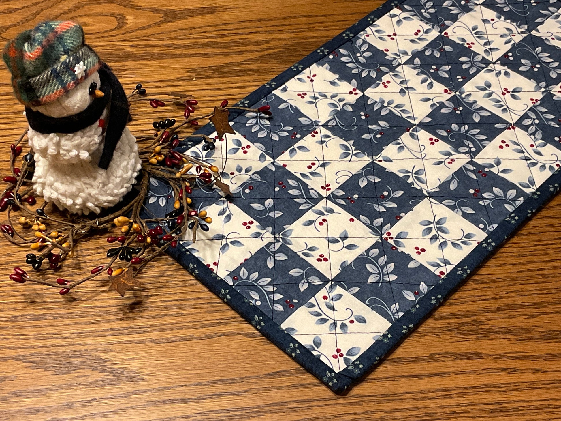 Primitive Farmhouse Winter Table Runner Item #1599