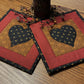 Primitive Farmhouse Valentine Potholders Item #1607