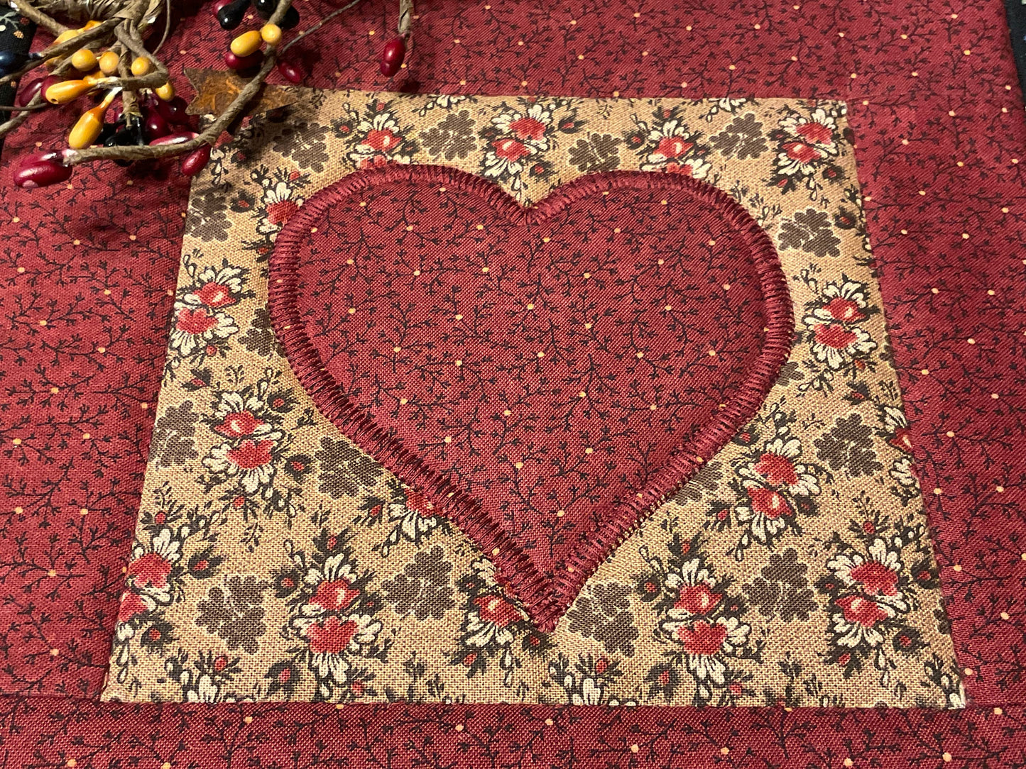 Primitive Farmhouse Valentine Potholders Item #1827