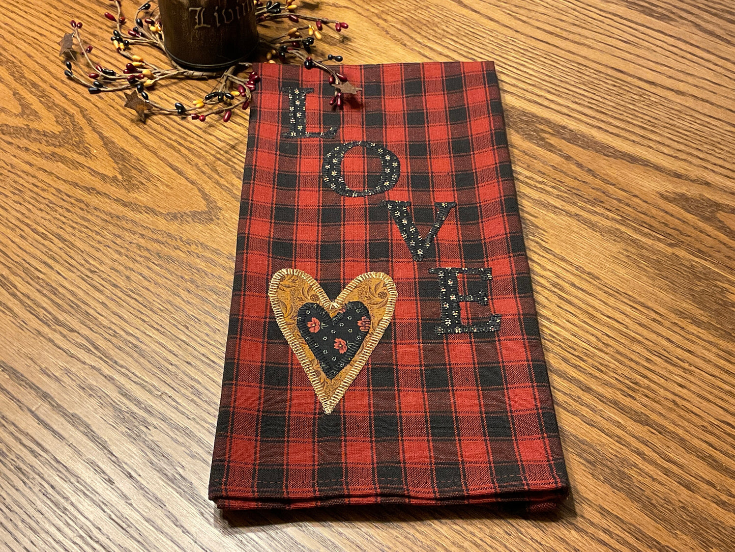 Valentine Primitive Farmhouse Towel Item #1828