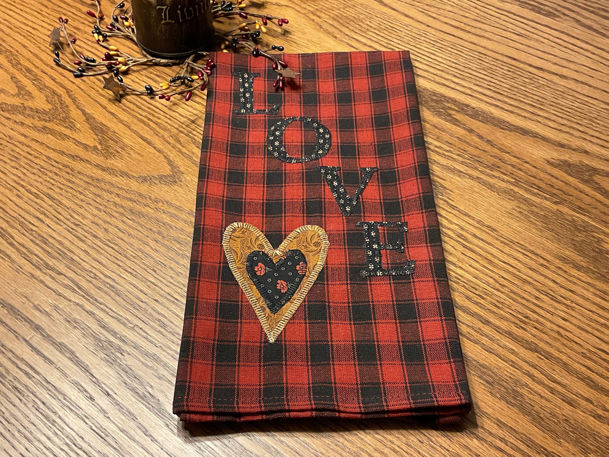 Valentine Primitive Farmhouse Towel Item #1828