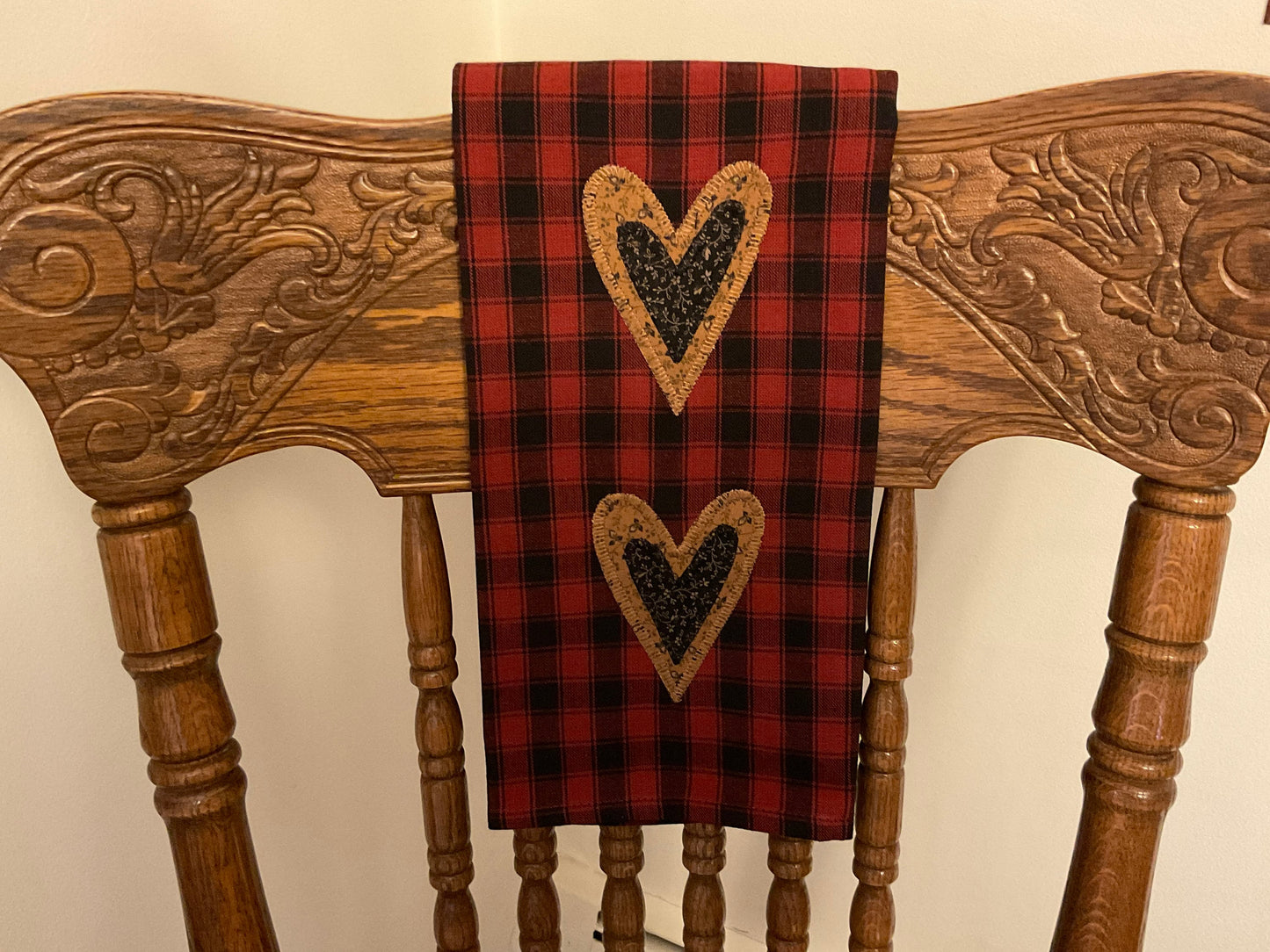 Primitive Farmhouse Valentine Heart Towel Item #1614