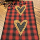 Primitive Farmhouse Valentine Heart Towel Item #1612